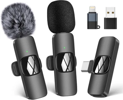 HMKCH Kabelloses Lavalier Mikrofon Ansteckmikrofon, Kabellos, USB-C, VLOG