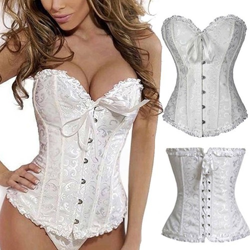 Corsets for Women Corset Top Bustier Overbust Lace Up Waist Trainer Shaper Plus - Picture 4 of 52