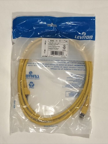 Lote x10 Cable Leviton Cat 6+ Amarillo 7' Extreme Ethernet Cable de Conexión 7 Pies 62460-7Y - Imagen 2 de 3