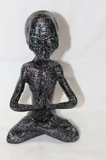 SPARKLY ALIEN MEDITATING YOGA RESIN MEDITATION ALTAR UFO REIKI  BLING BLING