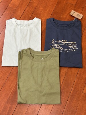 Amazon Aware Boys Medium, 8, Lot of 3 Short Sleeve T-Shirts Blue Nature Cotton