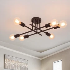 6-Lights Semi Flush Mount Ceiling Light Fixture, Modern Metal Sputnik Chandelier