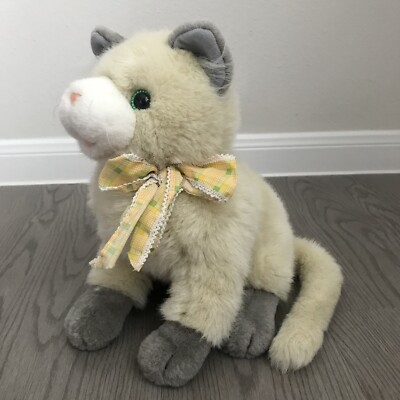 Cuddle Wit 11'' Kitty Cat Yellow Ribbon Bow Sparkly Eyes Seated Plush