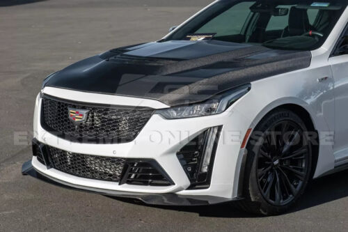 Front Lip For 20-Up Cadillac CT5-V Blackwing Real CARBON FIBER Extended Splitter - Picture 6 of 23
