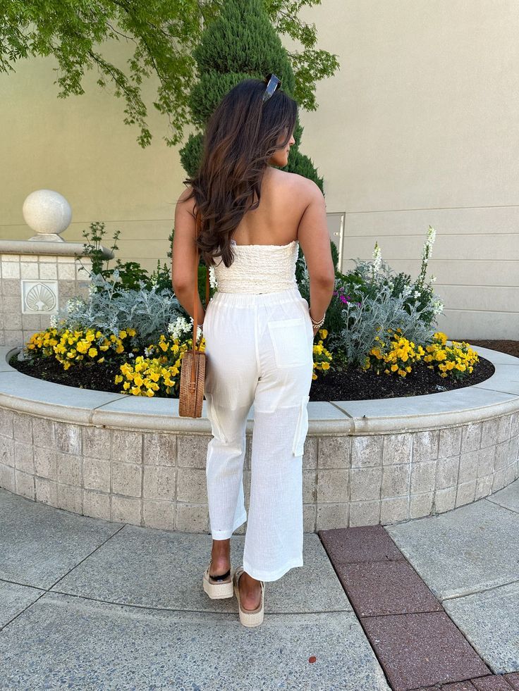 NWT~SKY TO MOON~THESE THREE BOUTIQUE~White LINEN Pant