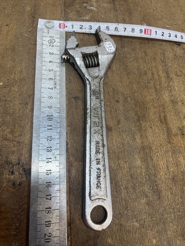 Vieille Clé à Molette Facom / Renault, Outil Ancien En Acier Chromé, 27 Cm, France