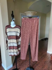 Antonella Preve Vtg Metallic Bronze Pant Set Large Size NWOT
