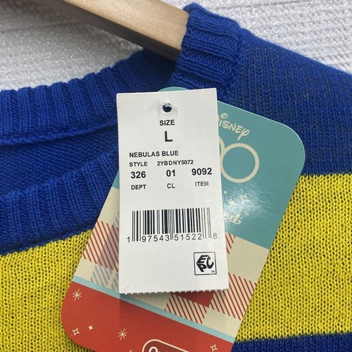 Disney 100 Mickey Mouse Multi Color Striped Knit Sweater Youth Kids L Pullover - Picture 5 of 8