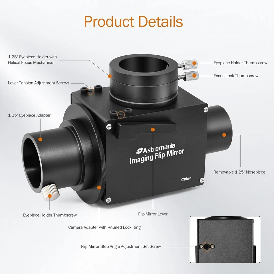 Lightweight 1.25" Flip Mirror Telescope Accessory for Perfect Focusing & Viewing - Image 4 of 4
