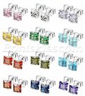 Cubic Zirconia Square Ear Studs Earrings 24pcs 3-7mm Women Charm Stainless Steel