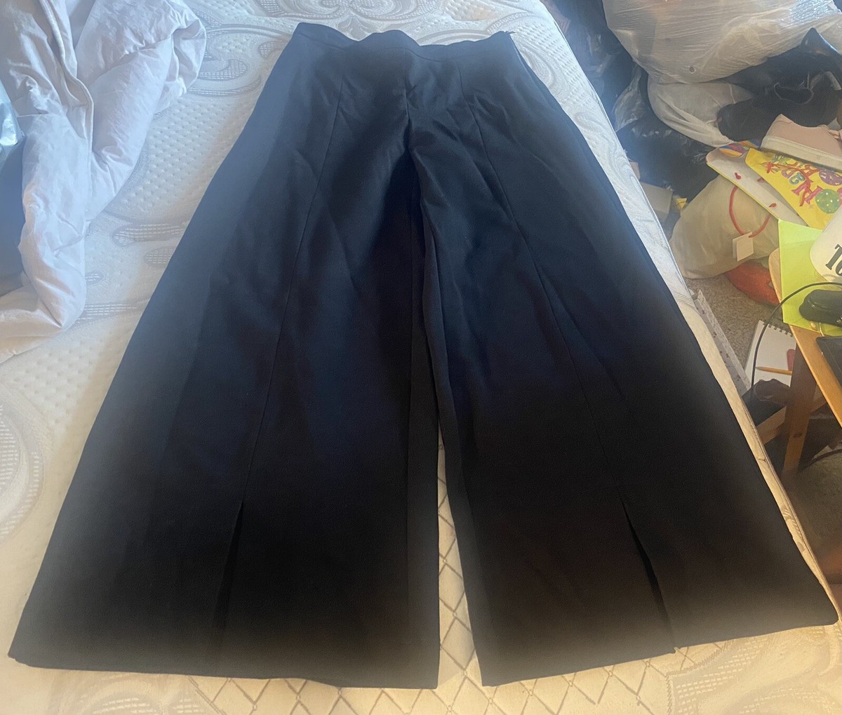 パンツ JEAN PAUL GAULTIER Women Straight Pants PA189 C08400 Black Jean Paul Gaultier Fuzzi Black High Waisted Crop Goucho Wide