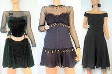 3 VTG little black dresses with flared skirts, size S/M
