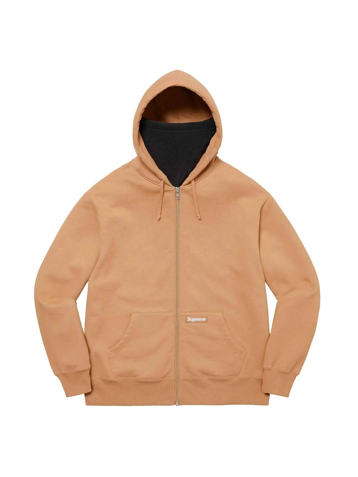 Supreme Double Hood Facemask Zip Up Hooded Sweatshirt Light Brown