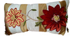 PILLOW  Pier 1 Embroidered Long Lumbar Floral Orange Gold 12" x 24"