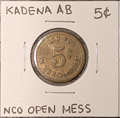 Vintage Kadena Japan Air Base NCO OPEN MESS 5 cent token. - Picture 3 of 4