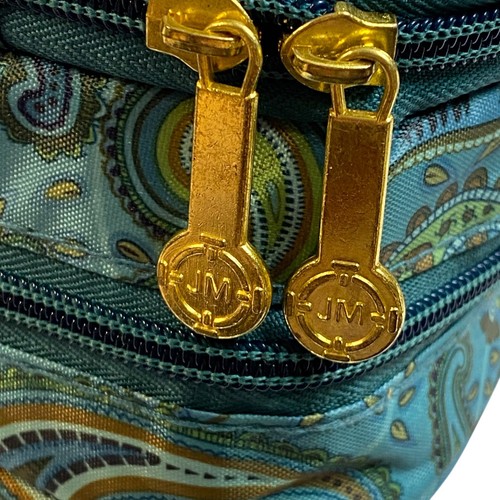 JM New York Paisley Travel Jewelry Carrier Blue Green Expandable Handle Zips - Picture 9 of 16