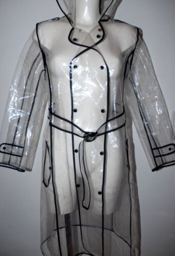 Damen Dick PVC Regenmantel + Kapuze Regenjacke Regen Jacke Mantel 44 / Large - Bild 3 von 6