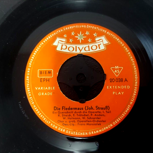 DIE FLEDERMAUS by Johan Strauss 45 RPM POLYDOR 20 038 EPH Made in Germany VG - Foto 7 di 7