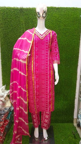Indian Ethnic Palazzo Kurta Pink Ready To Wear Salwar Kameez Traditional Suits - Picture 5 of 9