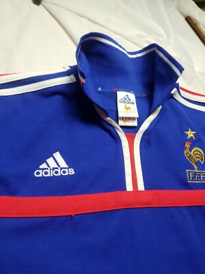 Vintage 90s ADIDAS KNIT Zidane #10 Mens France Soccer Jersey