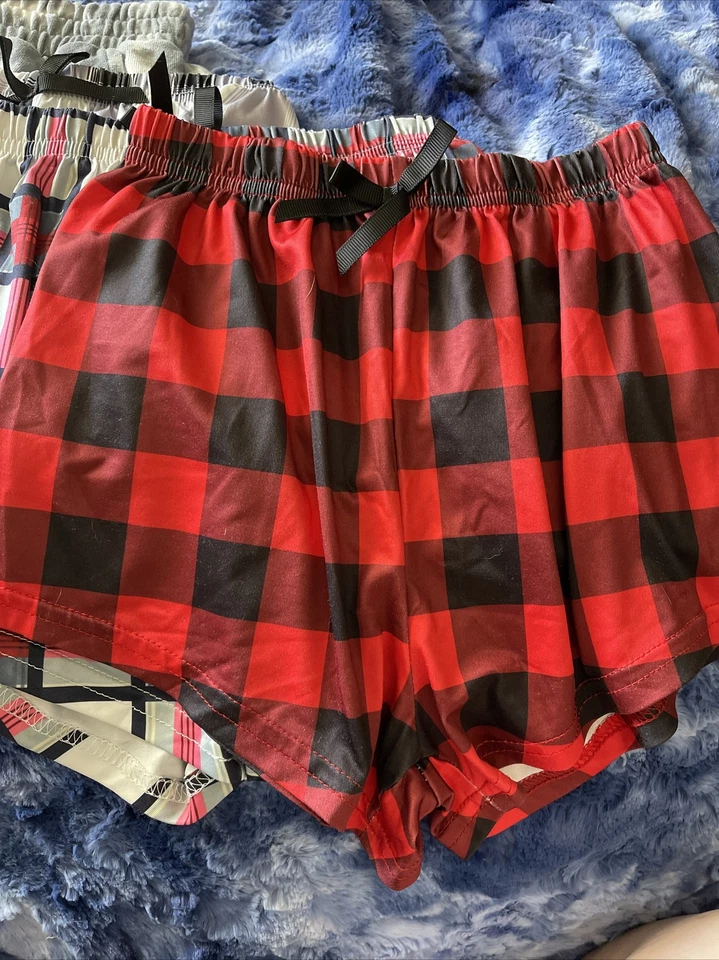 4 Pares SHEIN & GB Niñas Niñas Estampado Pijama Salón Dormir Pantalones Cortos, 9-10 Rojo/Gris Foto 2 de 4