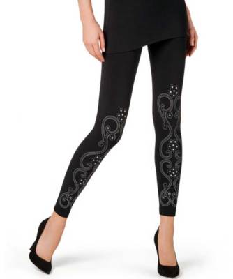 Leggings Donna Matignon Aus Mikrofaser Mit Grund Gedruckt Arabesque Art. Poudre