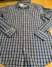 BANANA REPUBLIC NON IRON SLIM FIT BLUE PURPLE PLAID LS BUTTON UP SHIRT MENS L