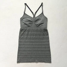 Lululemon Heathered Dark Classic Grey Stripe Ebb & Flow Built In Bra Tank Top 4