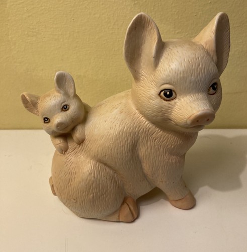 Sammlerstück süßes Schwein und Ferkel Ornament Tier Wohndeko Figur