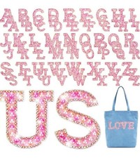 78 Pcs Iron on Letter Pearl Letter Patches Rhinestone A-Z