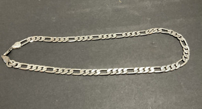 925 Silber massive Figaro Gliederkette 10 mm 24 Zoll schwer 71 g nicht hohl