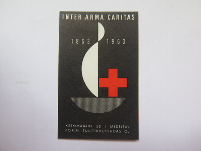 INTER ARMA CARITAS RED CROSS?? MATCH BOX LABEL 1963 NORMAL SIZE MADE in FINLAND 