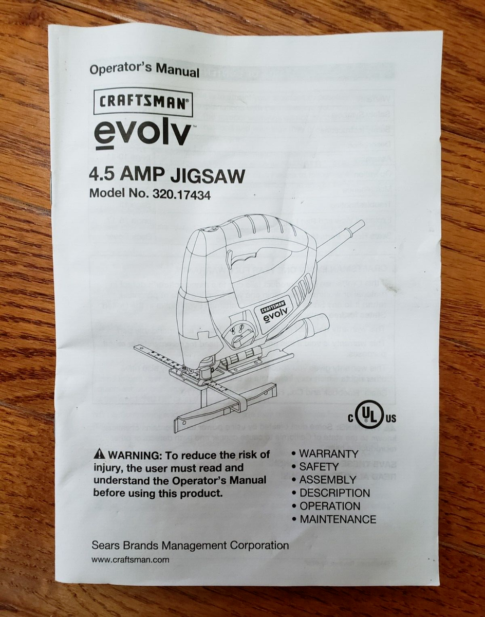 Craftsman 320.17434 Evolv 4.5 Amp Corded Jig Saw with Edge Guide
