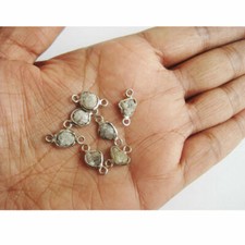 2 piezas crudo 925 plata blanco áspero sin cortar conectores de diamante dobl...