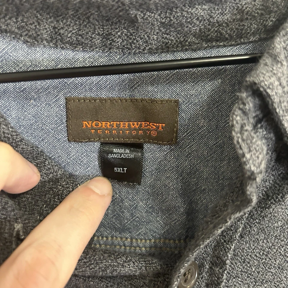 Northwest TerritoryShirt Mens Cotton Long Sleeve Charcoal Gray Button Size 5XLT - Image 2 of 4