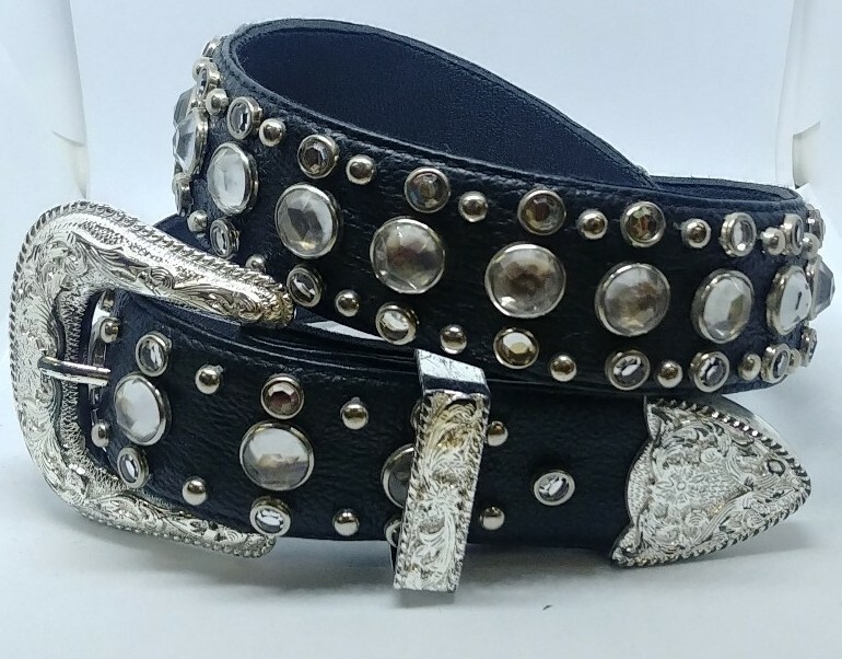 Valencia Women's Black Studded Rhinestone Belt Style-GT600 S