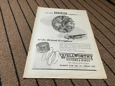 AC4 ADVERT 11X9 WELLWORTH PISTON & RINGS LTD LYMINGTON : HERCULES ENGINES