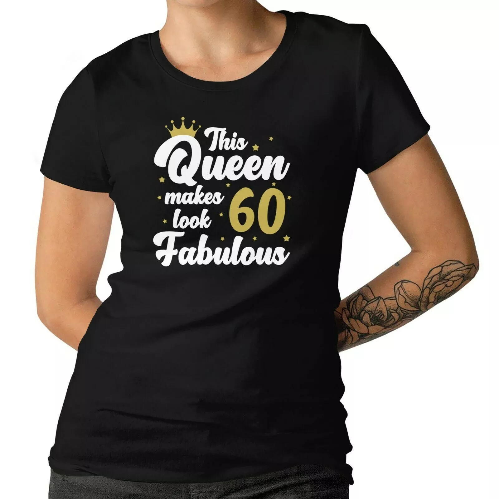 60th Birthday Ladies T-shirt This Queen Makes 60 Look Fabulous Gift Funny Tee 60th Birthday Ladies T-shirt This Queen Makes 60 Look Fabulous Gift Funny Tee
