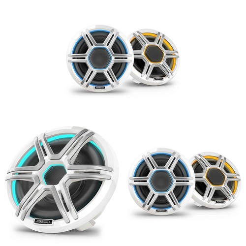 Garmin Fusion 2 Pairs Apollo AP-FL65SPW 6.5" LED Marine Speakers Sport Grills...
