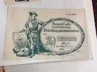 3 seltene Spendenscheine Litauen für das Freiheitsdenkmal in Riga 1928 ooll