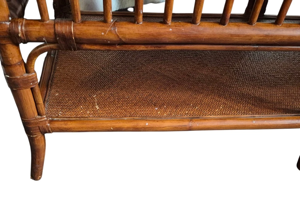 Beautiful Vintage Ethan Allen Coastal Bamboo/ Rattan Coffee Table - Image 3 of 4