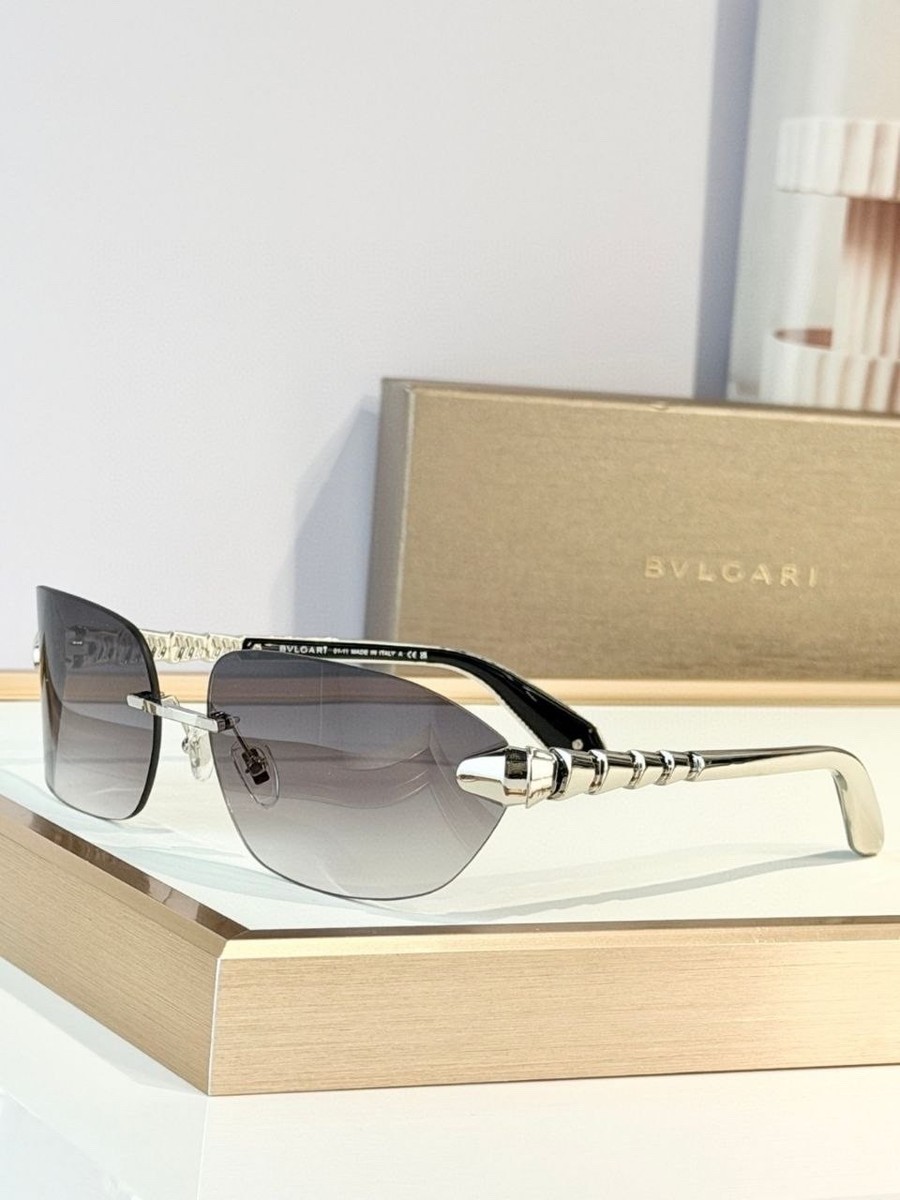 小物 BVLGARI Rimless Sunglasses l Frame Bvlgari Rimless Shield Sunglasses Silver Metal Frame Gradient
