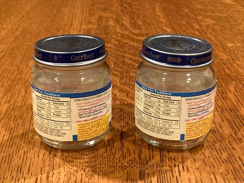 Vintage Gerber Baby Food Jars (pair) Graduates Diced Peaches (4-1/2 oz size) - Bild 4 von 9
