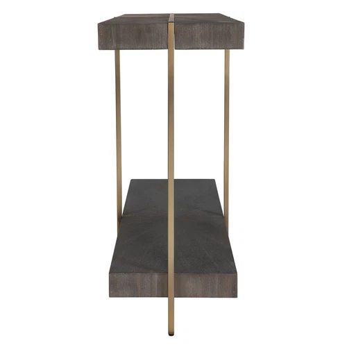 Uttermost Taja Modern Brass / Wood Console Table - Picture 2 of 4