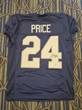 Jadarian Price Signed/Autographed Custom Navy Jersey Notre Dame JSA Game Cut