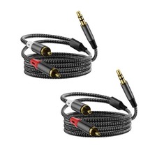 2-Pack RCA to 3.5mm AUX Cable, 3.3 Feet 3.5 mm 1/8 to RCA 2-for Smartphone,...
