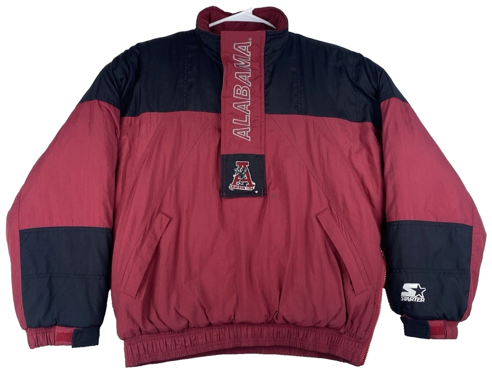 Chaqueta Pullover Vintage Años 90 Starter Alabama Marea Carmesí Logo Elefante Sin Capucha Foto 4 de 4