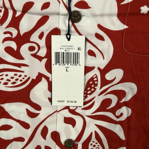 Camisa de Campamento Polo Ralph Lauren Para Hombres L Roja Calce Clásico Estampado Hoffman Hawaiano - Imagen 4 de 10