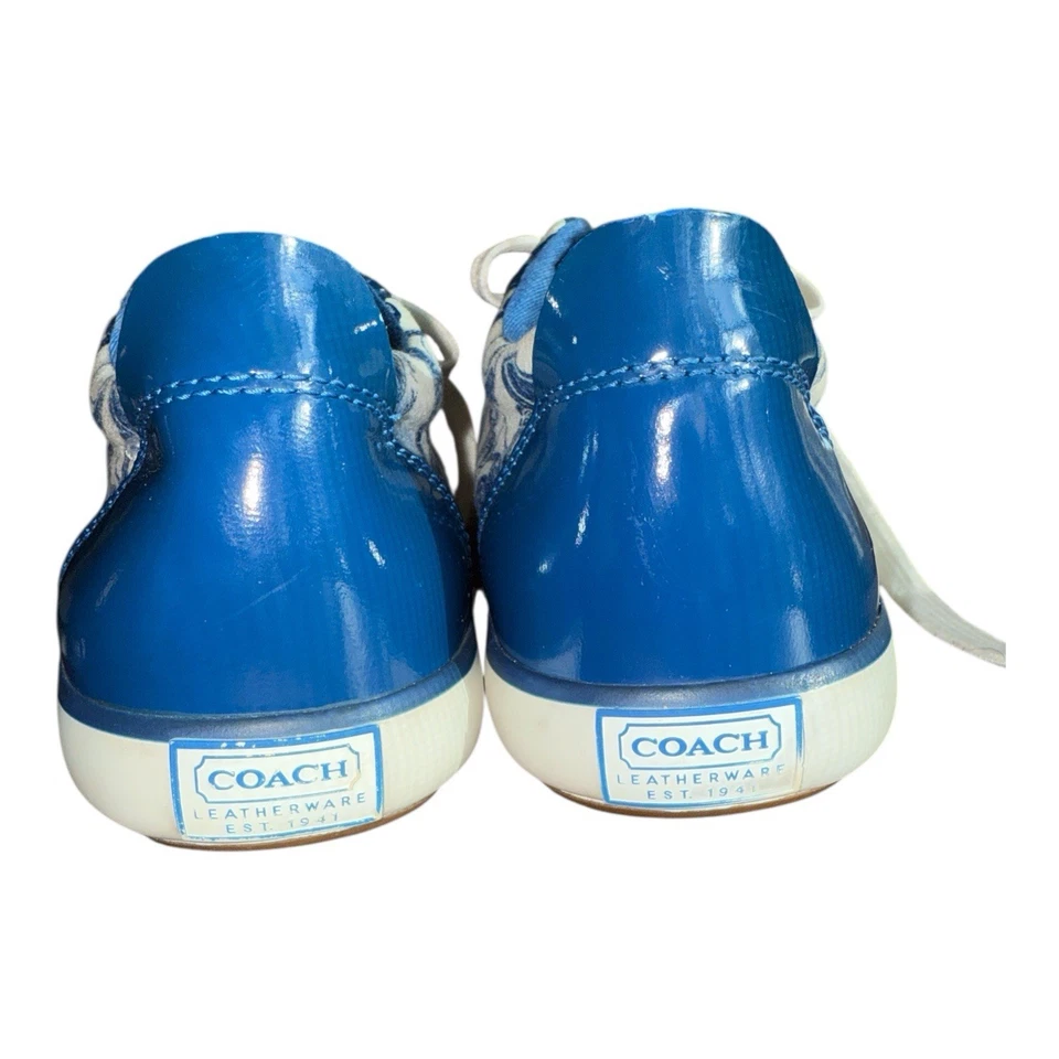 Coach Barrett Scribble «C» холщовые кроссовки BlueWhite Pat. Кожа 8B A1054 Y2K - Изображение 3 из 4