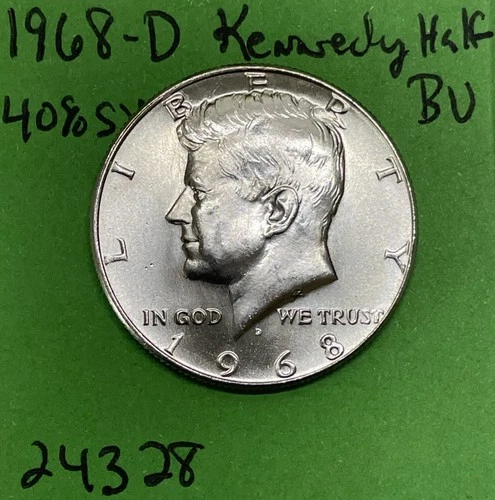 1968 D Kennedy Half Dollar 50c 40% Silver Gem BU US Coin See Pics
